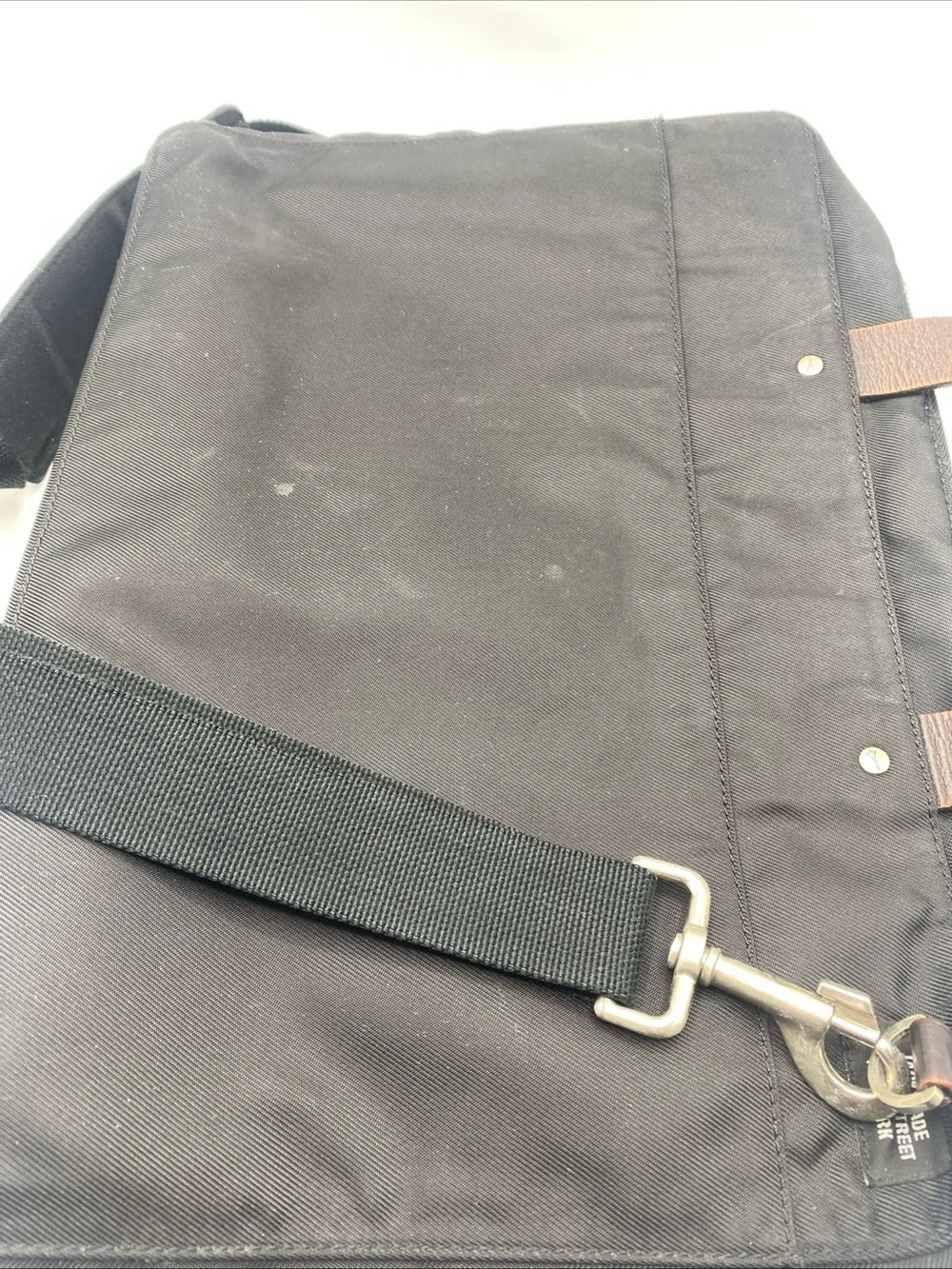 Jack Spade Canvas Messenger Bag Crossbody Computer Travel Leather Handles Black